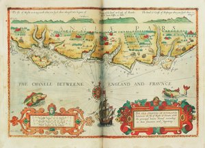 Englands havskuster mellan Isle of Wight och Dover, med de viktigaste hamnarna enligt deras läge och utseende, ca 1588 (karta)