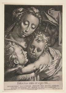 Den heliga familjen med Saint John av Lucas Kilian