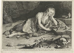 Ångerfulla Maria Magdalena i en grotta
