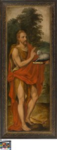 Johannes Döparen (vänster), Donator (höger), Vanitas (stängd), Lucas de Heere, Museum of Fine Arts Ghent, S-101, öppen vänster panel