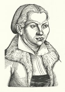 Katharina von Bora, hustru till den tyske protestantiska reformatorn Martin Luther (gravyr)