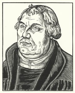 Porträtt av den tyske protestantiska reformatorn Martin Luther senare i livet (gravyr)