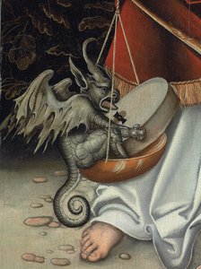 Ärkeängeln Mikael som håller i rättvisans våg (detalj) (olja på panel)