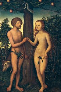 Adam och Eva, av Lucas Cranach Elder (1472-1553) av Lucas the Elder Cranach