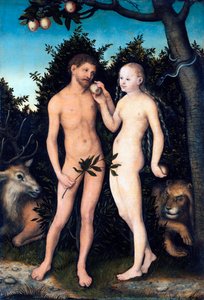 "Adam och Eva i paradiset" Målning av Lucas Cranach den äldre (1472-1553) 1531 Staatliche Museen, Berlin Tyskland ©DeAgostini/Leemage