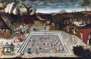 Fountain of Youth - The Fountain of Youth, av Cranach, Lucas, the Elder (1472-1553). Olja på trä