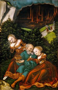 Loth et ses filles - Lot och hans döttrar - Lucas Cranach, den äldre (1472-1553). Olja på trä av Lucas the Elder Cranach