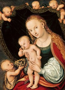 Madonna med barnet och den unge Johannes Döparen, efter 1537 (olja på pannå) av Lucas the Elder Cranach