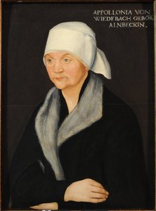 Porträtt av Apollonia von Wiedebach, av Cranach, Lucas, den äldre (1472-1553). Olja på trä, ca 1524. Mått: 38,7 x 28,7 cm. Dresdens statliga konstsamlingar av Lucas the Elder Cranach
