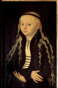 Porträtt av Magdalena Luther (1529-1542) dotter till Martin Luther Målning av Lucas Cranach den gamle (eller den äldre)