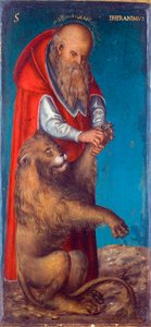 ""Saint Jerome"" Målning av Lucas Cranach den äldre (1472-1553) - 1515 - Olja på trä Dim 24,5x11,5 cm Konsthistoriska museet, Wien av Lucas the Elder Cranach