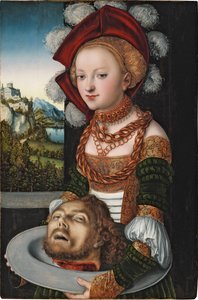 Salome avec la tete de Saint Jean Baptiste - Salome med Johannes Döparens huvud, av Cranach, Lucas, den äldre (1472-1553). Olja på trä, c. 1527-1530. Mått: 88,4x58,3 cm. Szepmuveszeti Muzeum, Budapest