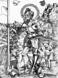 St. George (träsnitt) (s/v foto) av Lucas the Elder Cranach