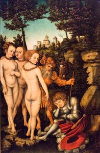 Domen i Paris, 2:a kvartalet 1500-talet (Tempera och olja på rött bokträ) av Lucas the Elder Cranach