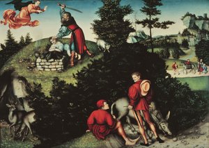 Isaks offer (olja på panel) av Lucas the Elder Cranach