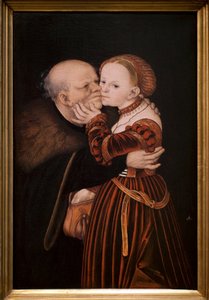 Den gamle dåren. Målning av Lucas Cranach den förra (1472-1553), cirka 1530. Flamländsk konst 1500-talet. Nationalgalleriet, Sternbergpalatset, Prag (Tjeckien).