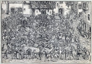 Tournoi - Turnering - Cranach, Lucas, den äldre (1472-1553) - 1509 - Träsnitt - 26,4x38 - Privat samling av Lucas the Elder Cranach