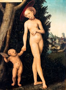 Venus och Amor stjälande honung, detalj av Lucas the Elder Cranach