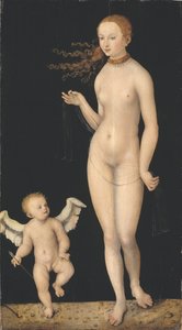 Venus et Cupidon - Venus och Amor, av Cranach, Lucas, den äldre (1472-1553). Olja på trä. Mått: 90x49,5 cm. Nationalmuseum Stockholm av Lucas the Elder Cranach