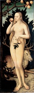 ""Eve"" Målning av Lucas Cranach II den yngre (1515-1586) Efter 1537 Dim 171 x 63 cm Tyskland Dresdens statliga konstsamlingar