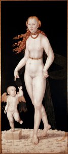 Venus och Amor Målning av Lucas Cranach den unge (1515-1586) 1540 ca. Dämpa. 196 x 89 cm München, Alte Pinakothek