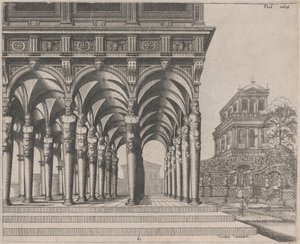 Loggia med Satyrvillkor och en trädgård