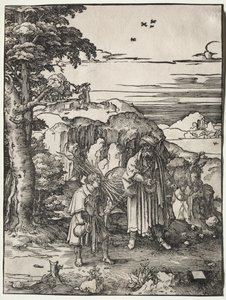 Abraham går för att offra Isak, 1517-1519. av Lucas van Leyden