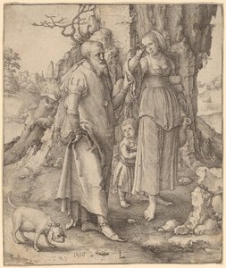 Abraham förnekar Hagar av Lucas van Leyden