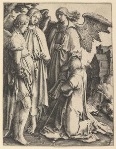 Abraham och tre änglar, ca. 1513. av Lucas van Leyden