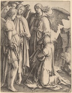 Abraham och de tre änglarna av Lucas van Leyden