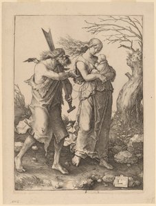 Adam och Eva efter deras utvisning från paradiset av Lucas van Leyden