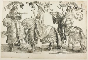 Ahas, Hiskia, Manasse, plåt fyra, från Israels tolv kungar av Lucas van Leyden
