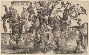 Arthur, Karl den Store (Karl den Store), Godfry av Bouillon av Lucas van Leyden