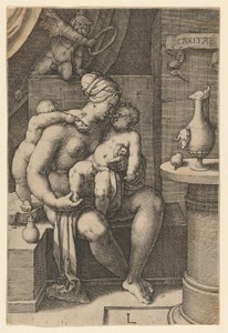 Välgörenhet, från serien De sju dygderna, 1530. av Lucas van Leyden