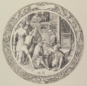 Kristus krönt med törnen, från Circular Passion, 1509. av Lucas van Leyden