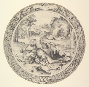 Kristus på Oljeberget, från Circular Passion, 1509. av Lucas van Leyden