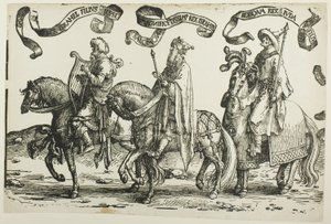 David, Salomo, Rehabeam, plåt ett, från Israels tolv kungar av Lucas van Leyden