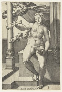 nykterhet Temperancia (titel på objekt) Seven Virtues (serietitel) av Lucas van Leyden
