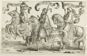 Joram, Ussia, Jotam, tallrik tre, från Israels tolv kungar av Lucas van Leyden