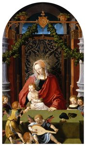 Maria med barnet och änglar av Lucas van Leyden