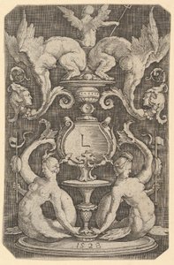 Panel av prydnad med två sirener, 1528. av Lucas van Leyden
