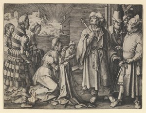 Potifars hustru anklagade Josef, 1512. av Lucas van Leyden