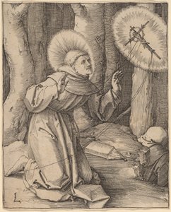 Saint Francis of Assisi tar emot Stigmata av Lucas van Leyden