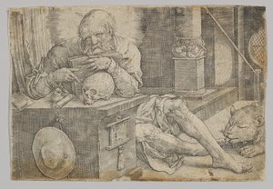 Sankt Hieronymus i sin studie av Lucas van Leyden