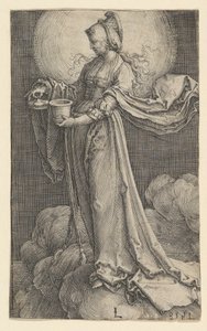 St. Maria Magdalena på molnen, 1518. av Lucas van Leyden