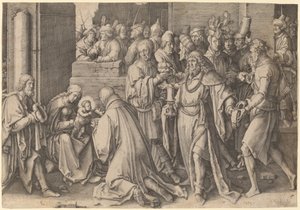 Tillbedjan av Magi av Lucas van Leyden