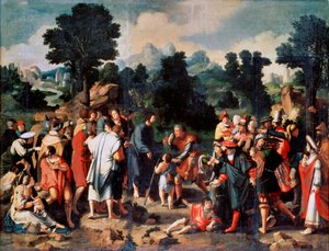 The Healing of Blind Man of Jericho, Central panel, 1531. av Lucas van Leyden