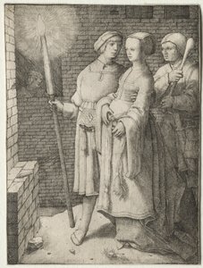 Mannen med facklan och en kvinna följt av en dåre, ca. 1508. av Lucas van Leyden