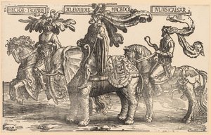 De nio hjältarna: Hector av Troja, Alexander av Makedonien, Julius Caesar, 1515-1517. av Lucas van Leyden