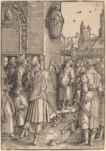 Poeten Vergilius upphängd i en korg av Lucas van Leyden